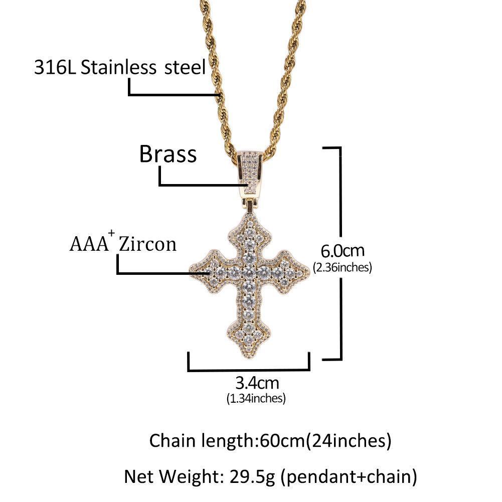 HOLY BLING" Titanium Cross Chain Religious Jewelry Cuban Link Design Purple Zircon Unisex Versatile Accessory High-Quality Materials