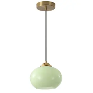 Glass Pendant Light Brushed Gold Round Kitchen Island Large Ball Single Pendant Lamp Nordic Style (no Bulb Included)