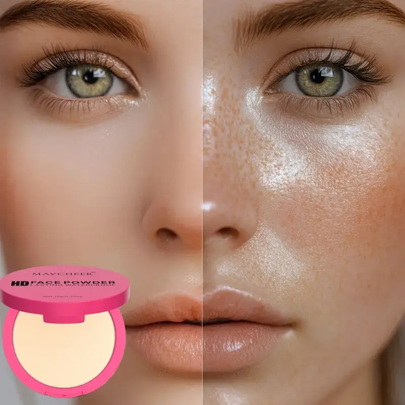Long-Lasting Press Powder Foundation, High Quality Cosmetics, Oil-Control Waterproof Sweat-Proof Natural Finish, Lightweight Concealer for All Skin Types, Natural Makeup Foundation