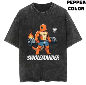 Swolemander Vintage Tee, Charmander T-Shirt, Pokemon Tee, Anime Shirt, Animation Graphic Tees, Gym Shirt, Unisex T-Shirt, Gift For Men Women