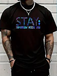 100% Cotton Stay Tomorrow Needs You Suicide Prevention Awareness Week T-Shirt Women's Men's Graphic Tee Crew Neck summer vacation Tops