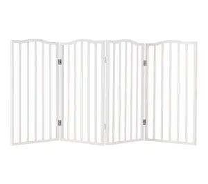 Petmaker 4 Panel Freestanding White Pet Gate Indoor or Outdoor