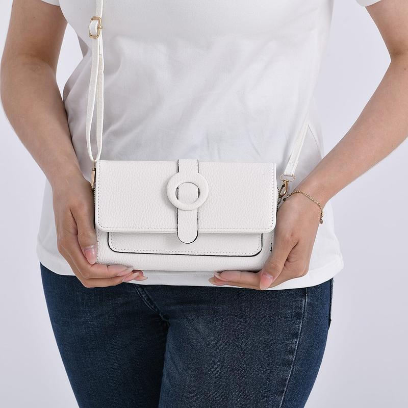 Shop LC White Solid Faux Leather Crossbody Wallet with Shoulder Strap