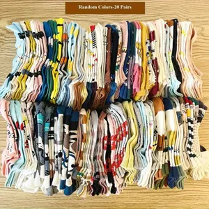 20/40 Double Spring/Summer Hot Selling Random Cartoon Graffiti Pattern Men's and Women's Comfortable Breathable Ankle Socks Wholesale