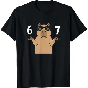 67 Meme Capybara Shirt 6 7 Hand Gesture Slang Six Seven T-Shirt
