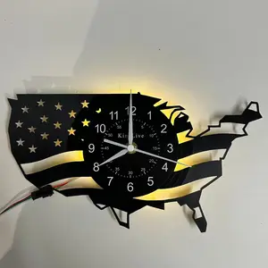 Colorful Retro American Flag Vinyl Record Wall Clock, LED Seven-Color Glow, Silent, Remote Control, Ideal for Bedroom Living Room Office, Perfect Gift