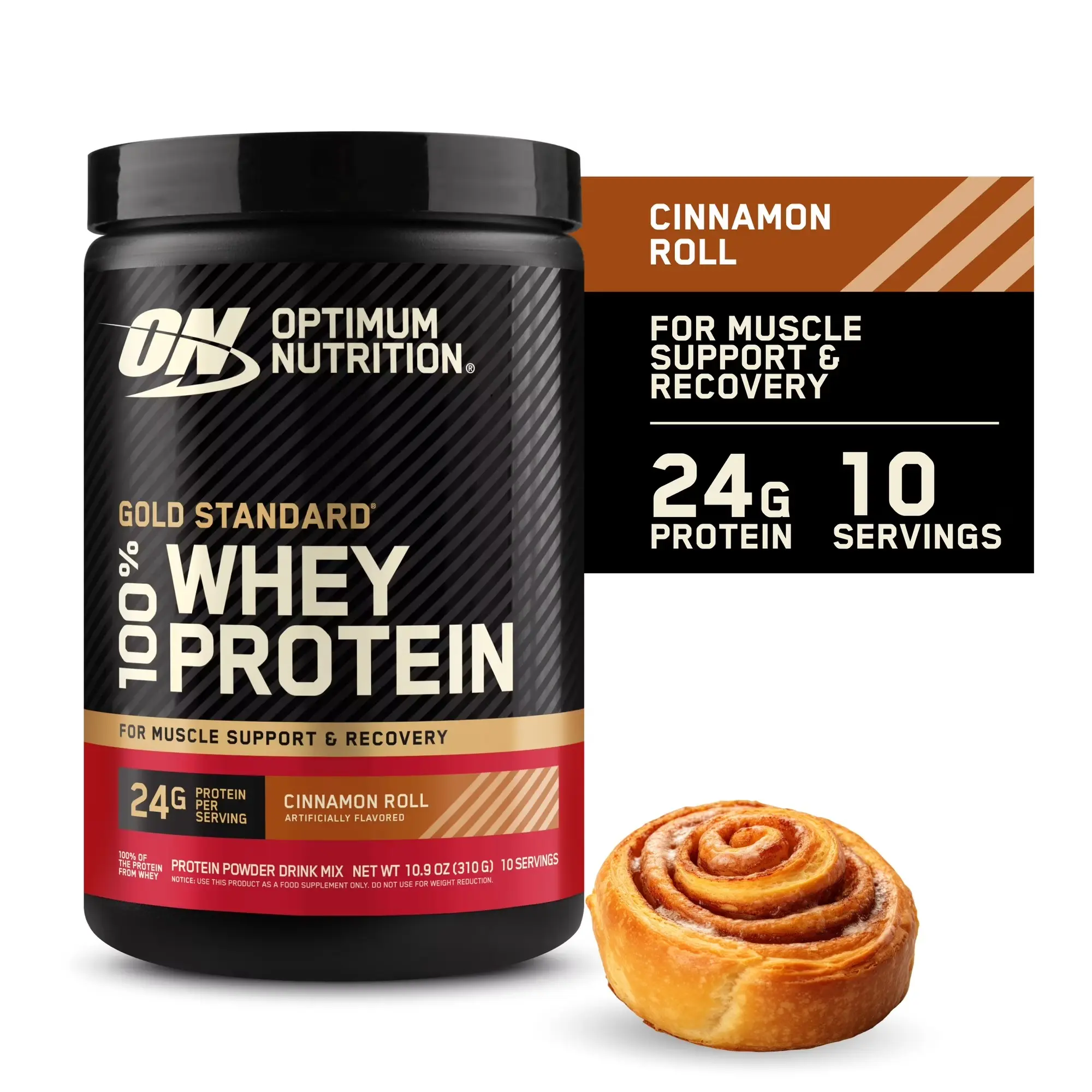 Optimum Nutrition Gold Standard 100% Whey Protein Powder, Cinnamon Roll, 10 Servings Healthcare Fitness