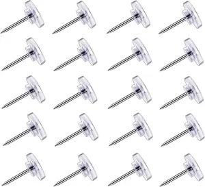 150 Count Push Pins, Clear Thumb Tacks, Flat Thumb Tacks Steel Point and Clear Plastic Head Pushpins, Transparent Thumbtacks for Cork Board Bulletin Boards for School, Office, Cork Board,Wall Hanging, DEEINN