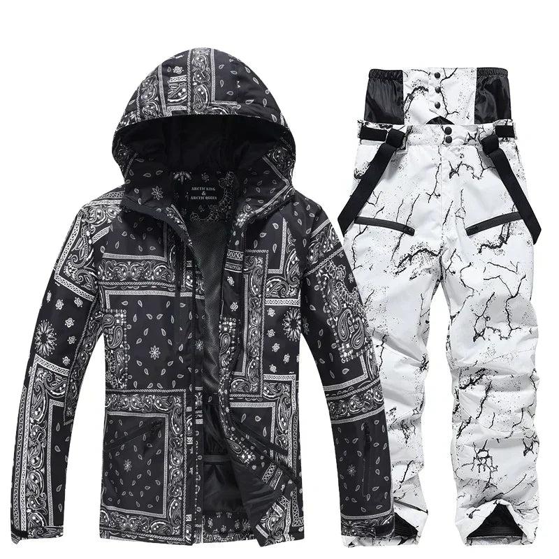 Winter Ski Suit Set Cold Snowboard Men/Women Double Board Hooded Skiing Ski Suit Waterproof Windproof Outdoor Skiing Jacket/Pant