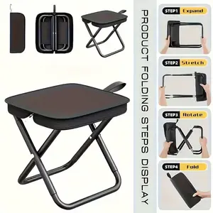 Portable Folding Camping Stool Ultra Lightweight Aluminum Frame Compact Travel Seat with Carry Bag Foldable Outdoor Chair Heavy Duty 265 lbs Support Easy Carry for Camping Fishing Hiking Beach Picnic Outdoor Adventures