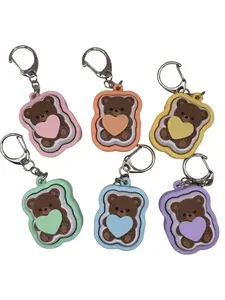 Teddy Bear w/ Heart Fidget Clicker Keychain- Portable Sensory Toy for Focus & Anxiety, Animals, Pets, Fun, Cute 6 Color Options
