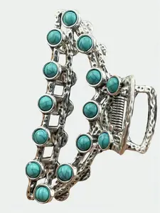 A fashionable and elegant turquoise Hair grab, Claw Clip, with a variety of styles to choose from, suitable for daily wear, vacation dates, and other occasions. It is also a surprising and exquisite small gift.