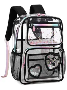 Transparent Backpack, Fashionable Clear Large Capacity Backpack, Casual Versatile Zipper Backpack for Women & Teenager Student