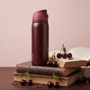 Owala FreeSip Insulated Stainless Steel Water Bottle with Straw, BPA-Free Sports Water Bottle, Great for Travel, 32 Oz, Black Cherry