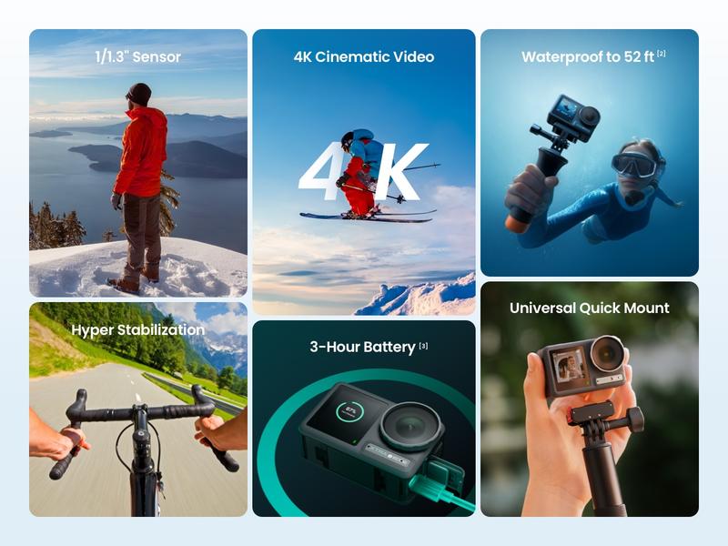 Xtra Edge Action Camera, 1/1.3" Sensor & 4K Cinematic Video, Hyper Stabilization, Waterproof Camera to 52 Ft, 3-Hour Battery, Universal Quick Mount, Vlogging Camera for Adventure Photography Xtra Edge Action Camera, 1/1.3" Sensor & 4K Cinematic Video, Hyper Stabilization, Waterproof Camera to 52 Ft, 3-Hour Battery, Universal Quick Mount, Vlogging Camera for Adventure Photography