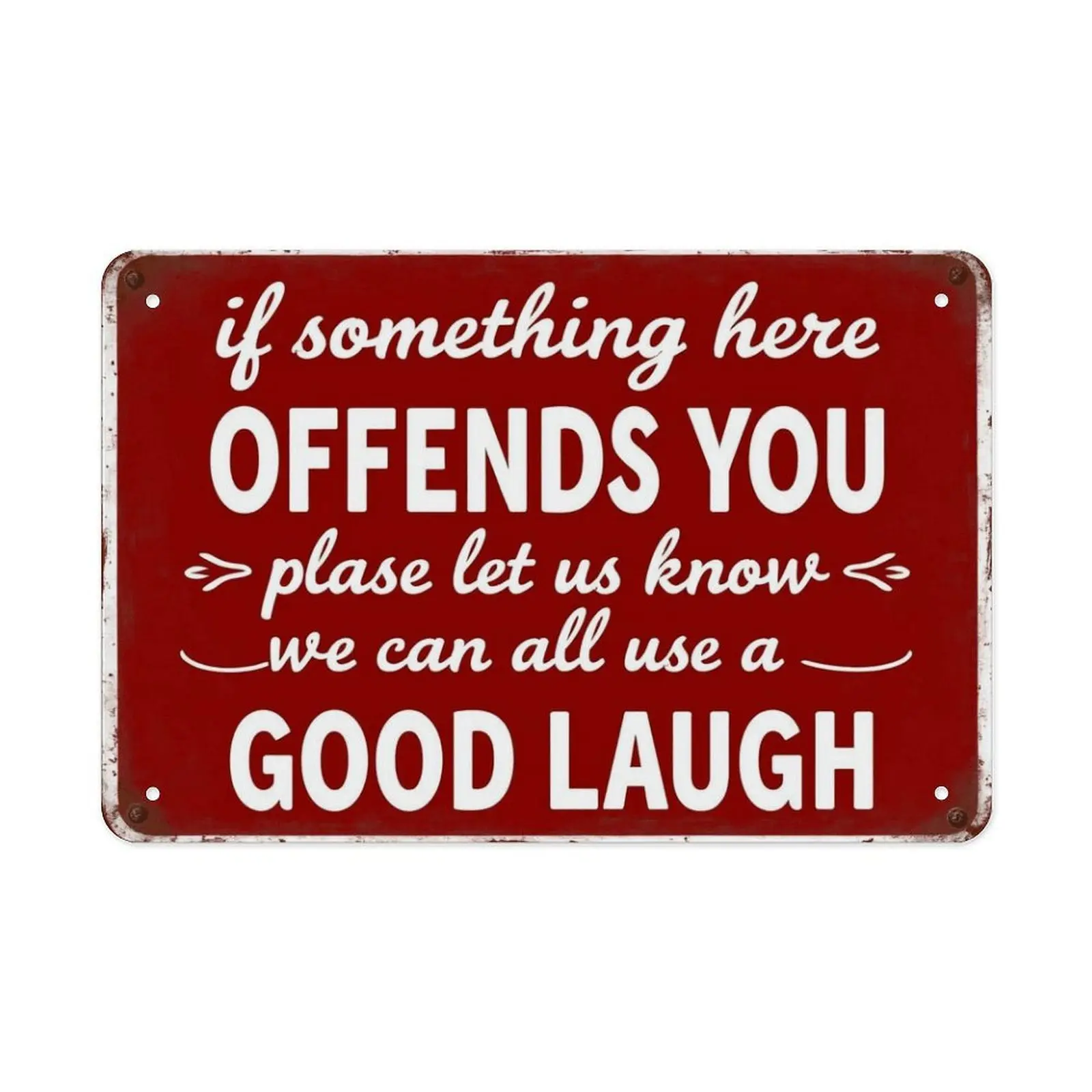 Rectangular Funny Vintage Distressed Red Tin Sign Decoration - Offensive Humor Quote Metal Wall Art for Indoor Home Living Room, Retro Playful Text Hanging Decor for Café Bar Counter