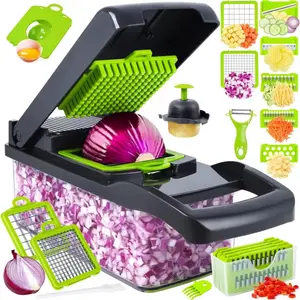 14-in-1 Multifunction Vegetable Chopper & Slicer Set, Vegetable Chopper & Grater, garlic chopper, onion potato grater, vegetable cutting machine, Ultimate Veggie Chopper – Cut, Slice & Dice Fast – All-in-One Kitchen Prep Tool Gadget