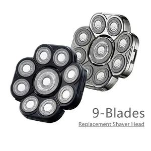 Men's Bald Head Shaver, Dedicated Replacement Blades for Bald Look, 9 Independent Floating Blades, Fits Scalp & Face Contours