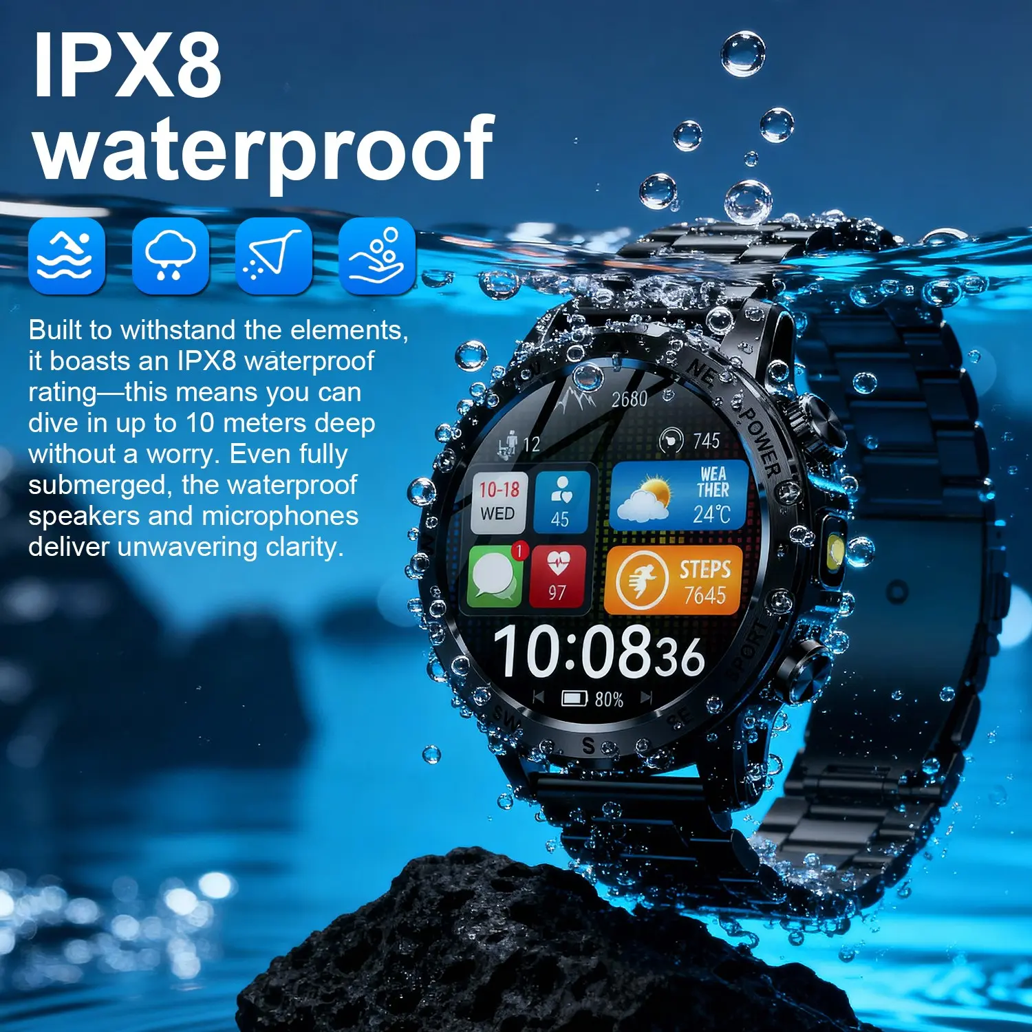 JIAYAOO Rugged Outdoor Smart Watch, Durable Gadget Watch, 1.53' HD