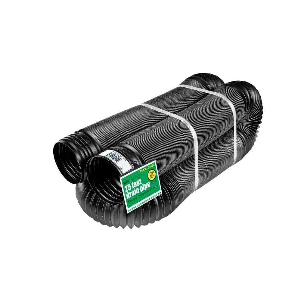FLEX Drain 4 in. x 25 ft. Black Copolymer Solid Pipe - Durable Construction Drain Cleaning Hose, Versatile Plumbing Discharge Solution
