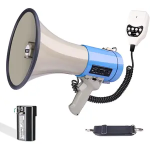 50 Watt Professional  Megaphone Bullhorn Speaker with Rechargeable  & Portable Strap - Siren and Recording - USB/SD/AUX Input - for , Cheerleading, Outdoor