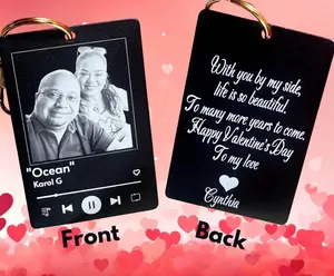 Personalized Photo Music Keychain Gift Set | Engraved Message & Travel Mug