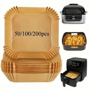 Disposable Square Air Fryer Liner,  Non-stick Oil-proof Waterproof Air Fryer Parchment Paper，Paper Microwave Oven Liner, Paper Basket Bowl, Baking Tray, Oven Accessories, Kitchen Accessories, Essential Bakeware