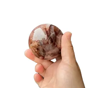 Fire Quartz Stone Sphere Decor - Natural Colorful Fire Quartz Stone Sphere with Detailed Surface, Ideal for Home Decor