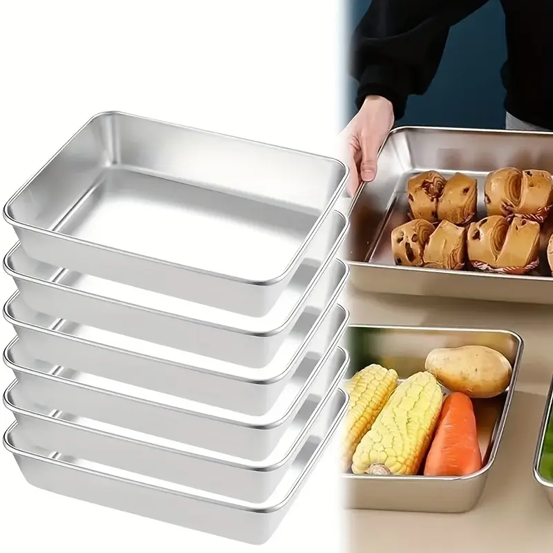 6pcs Reusable Stainless Steel Meal Prep Storage Containers - Thick Walls, Leak-Proof, Stackable Kitchenware with Transparent Lids, See Food Fast, Outdoor Storage for Home/Outdoor Use