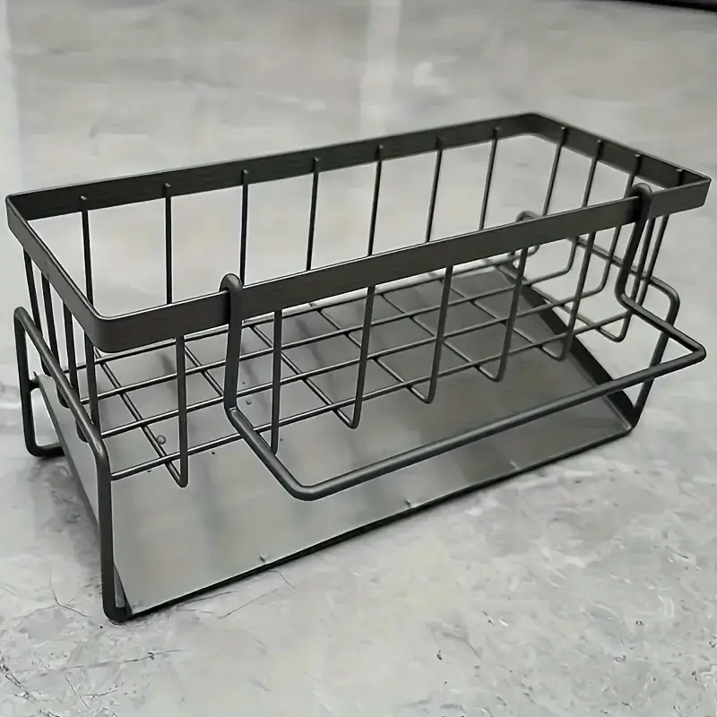 Kitchen Sink Drain Rack, Space Saving Punch-free Spice Rack with Rag Drain Function, Sink Faucet Organizer, Home Organizer for Kitchen