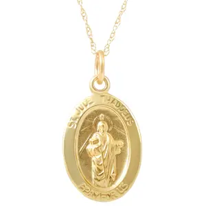 14k Yellow Gold St. Jude Thaddeus Medal Pendant  1 Gram 17mm tall