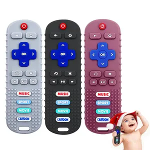 3 Pack Silicone Teething Toys - Teething Remote Control for Baby, BPA Free Baby Chew Toys & Easy to Hold Teether for Babies 6-12 Months, Perfect Birthday and Easter Gifts for Babies