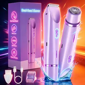 Electric Razor for Women, Dual Function Electric Trimmer, Rechargeable Body Hair Clipper, Legs, Armpits, Face, Pubic Hair Remover