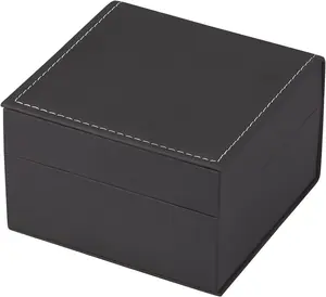 Black Single Watch Gift Box with Pillow PU Leather Wristwatch Display Case Organizer for Men