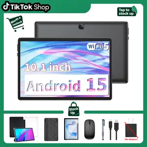 【TikTokShopStockUp】Relndoo Android 15 10.1 Inch Tablet, 5-in-1 with Keyboard, Mouse, Stylus, Case, 5G WiFi for Valentine’s Day Gift