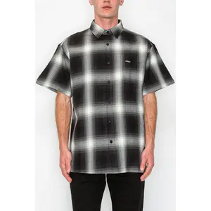 VICTORIOUS Plaid Short Sleeve Shirt Menswear Casual Classic Shortsleeve