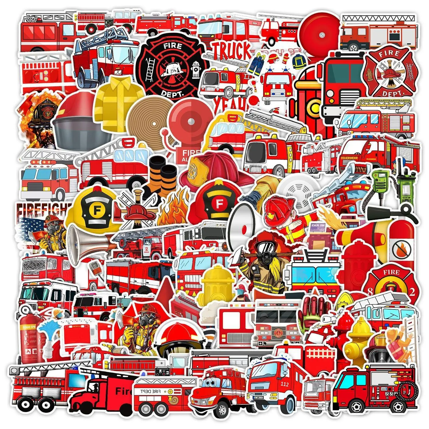 Firefighter Pattern Sticker, Self Adhesive Decor Paper, Decor Sticker for Gift Greeting Card Water Bottle Laptop Phone