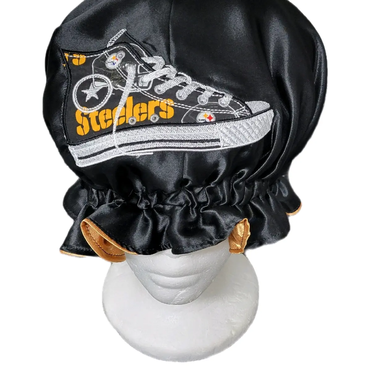 Handmade satin on satin reversible bonnet