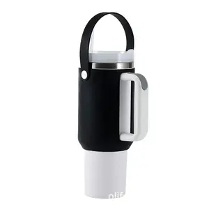 Generic Silicone Water Bottle Holder Sleeve for 40 OZ Tumbler with Handle (Black)
