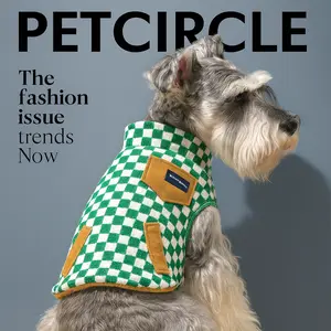 Chessboard Pattern Reversible Pet Vest, Plaid Dog Jacket for Fall Winter, Thick Warm Cotton Coat for Small Dogs