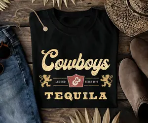Comfort Colors Cowboys and Tequila T-Shirt, Western Shirt, Barbecue Party Tee, Cricut & Silhouette