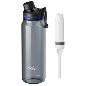 Membrane Solutions C3 Filtered Water Bottle 36oz 4-Stage with Replaceable ACF Filter Cartridge for Travel, Hiking & Camping