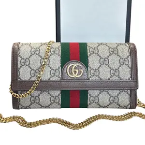 Pre-owned GUCCI Coated Canvas Crossbody Bags GG Supreme Ophidia Marmont Wallet with added Chain