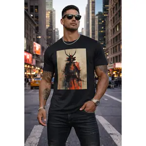 Samurai Art Men’s Graphic Tee, Casual Crewneck Shirt, Soft Breathable Summer Top