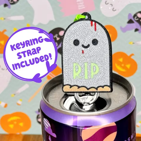 Tab Buddies Tombstone Soda Can Tab Opener with Keychain strap - Unique Accessibility Halloween Grave Present Gift for sore hands, arthritis, therapy