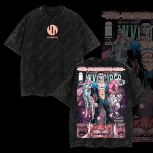 Superstyle Invincible #72 - The Viltrumite Comic Double Printed Oversize Lightweight Acid Washed Tee TV Series Cotton Tee T-Shirt Top Apparel Classic
