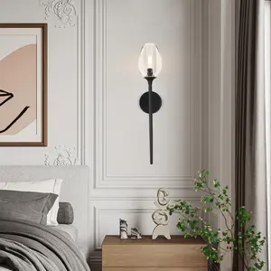 Light Dimmable Brass Wall Sconce, Tulip Shape Wall Lamp for Living Room,Hallway,Bedroom (Bulb included)