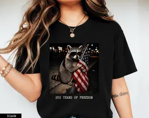 Comfort Colors 250 Years of Freedom Raccoon Tshirt, 4th of July Shirt, Funny American Meme Tee, USA Anniversary Gift, Patriotic Shirts,Fourth of July shirt