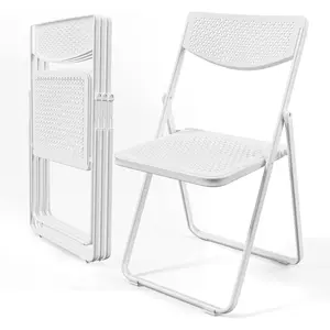 Outvita Pack of 6 Plastic Folding Chairs Comfortable Breathable Mesh Seats Sturdy Metal Frame 350 lbs Load Capacity Ideal for Parties Events Offices Restaurants