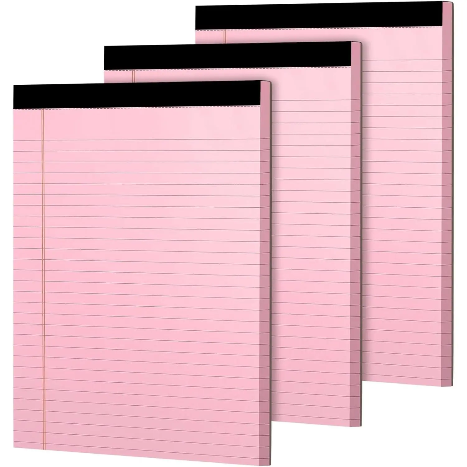 Colored Legal Pads, 3 Pack Writing Pads 8.5 x 11 inch,  Perforated Notebooks with Sturdy , Wide Ruled, 30 Sheets Per Writing Pad for School, College, Office, Professional (Pink)